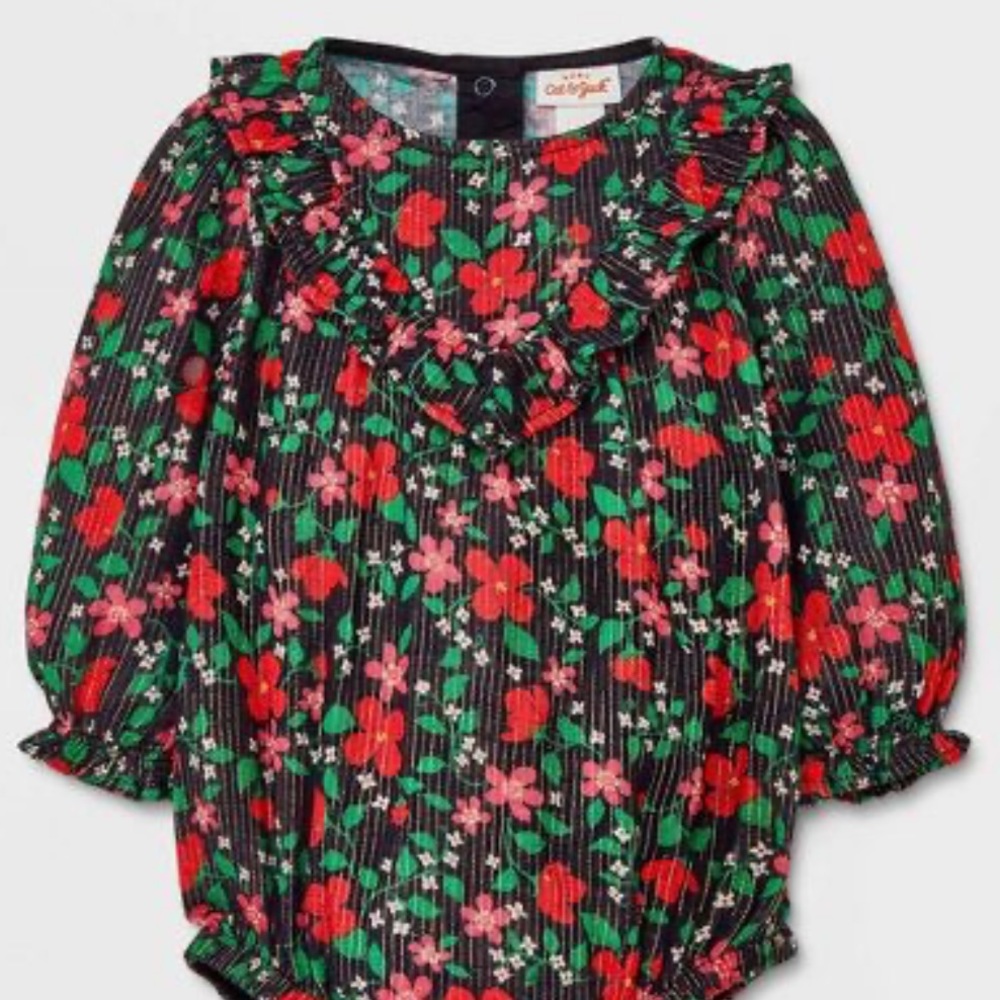 🌼 5 for $20 🌼 Baby Girls' Woven Lurex Romper - Cat & Jack™ Black 18m